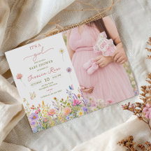 Het is een meisje wilde bloem baby shower foto