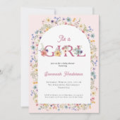 Het is een Meisje Wildflower Bloemen Roze Baby sho Kaart (Voorkant)