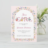 Het is een Meisje Wildflower Bloemen Roze Baby sho Kaart (Staand voorkant)
