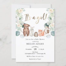 Het is een meisje Woodland Animal Eucalyptus Baby 