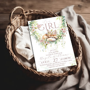 Het is een meisje Woodland Fox Floral Baby Girl Sh Kaart