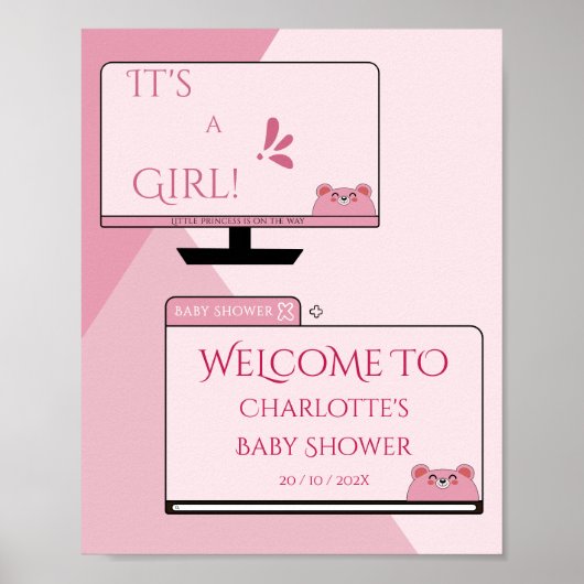 Het is een meisje! Zachte beer computerscherm baby Poster (Voorkant)