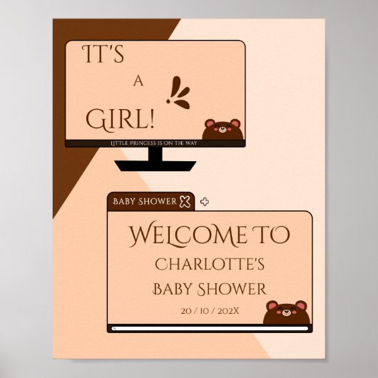 Het is een meisje! Zachte beer computerscherm baby Poster (Voorkant)