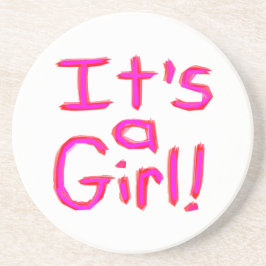 Het is een meisje! zandsteen onderzetter