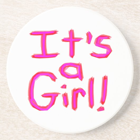 Het is een meisje! zandsteen onderzetter (Voorkant)