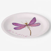 Het is een meisje! Zoete Paarse libel Papieren Bordje (Gekanteld)