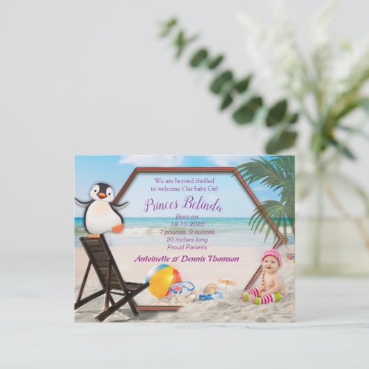 Het is een meisje - zomerkerst Baby Briefkaart (Staand voorkant)