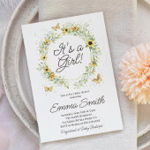 Het Is Een Meisje Zonnebloem Krans Baby Shower  Kaart