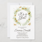 Het Is Een Meisje Zonnebloem Krans Baby Shower  Kaart (Voorkant)