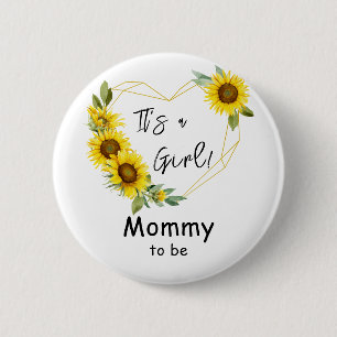 Het is een meisje! Zonnebloem Lijstje Toekomstige Ronde Button 5,7 Cm