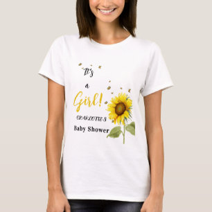Het is een meisje! Zonnebloem met Butterfly Family T-shirt