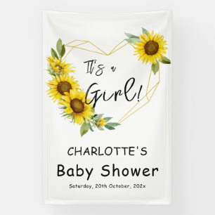 Het is een meisje! Zonnebloemen Kader Baby Shower Spandoek