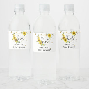 Het is een meisje! Zonnebloemen Kader Baby Shower Waterfles Etiket