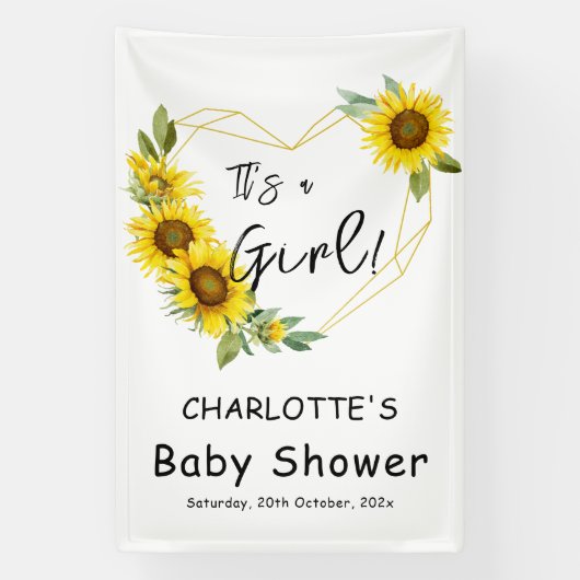 Het is een meisje! Zonnebloemen Lijst Baby shower Spandoek (Verticaal)