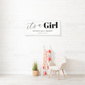 Het is een meisje zwart wit Baby shower Spandoek (Insitu)