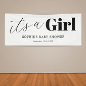 Het is een meisje zwart wit Baby shower Spandoek