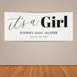 Het is een meisje zwart wit Baby shower Spandoek