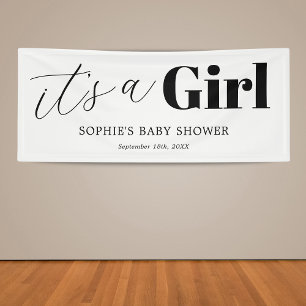 Het is een meisje zwart wit Baby shower Spandoek