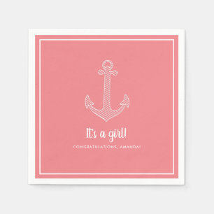 Het is een Meisjes Nautical Pink Baby shower Napki Servet