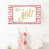 Het is een meisjesbanner - Nieuwe baby - Roze en g Spandoek (Insitu)