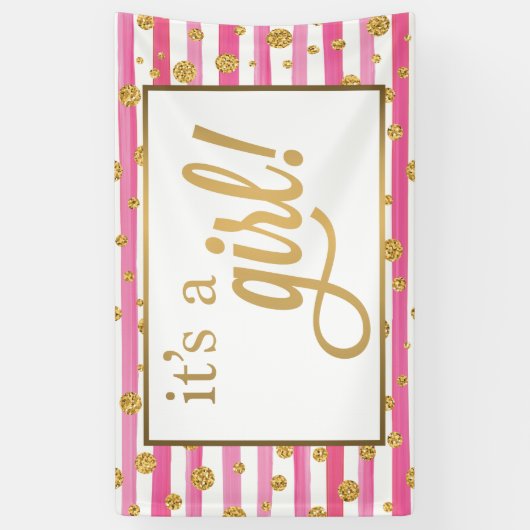 Het is een meisjesbanner - Nieuwe baby - Roze en g Spandoek (Verticaal)
