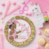 Het is een Meisjesetnisch| Roze en Gold Glitter El Papieren Bordje (Feest)