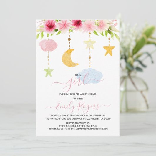 Het is een meisjesfeest voor baby shower. save the date (Staand voorkant)