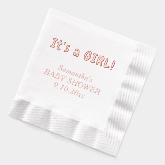 Het is een meisjesnaam van het Baby shower Folie Servetten (Links)