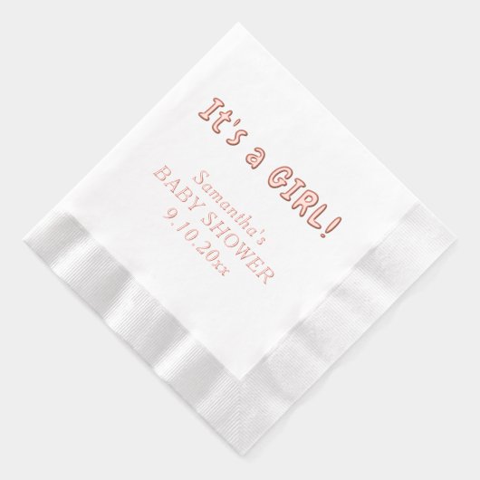 Het is een meisjesnaam van het Baby shower Folie Servetten (Rechts)
