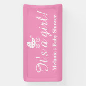 Het is een meisjesnaamroze baby shower banner (Verticaal)