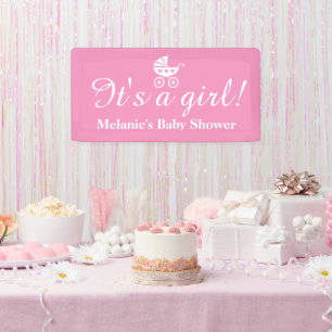 Het is een meisjesnaamroze baby shower banner