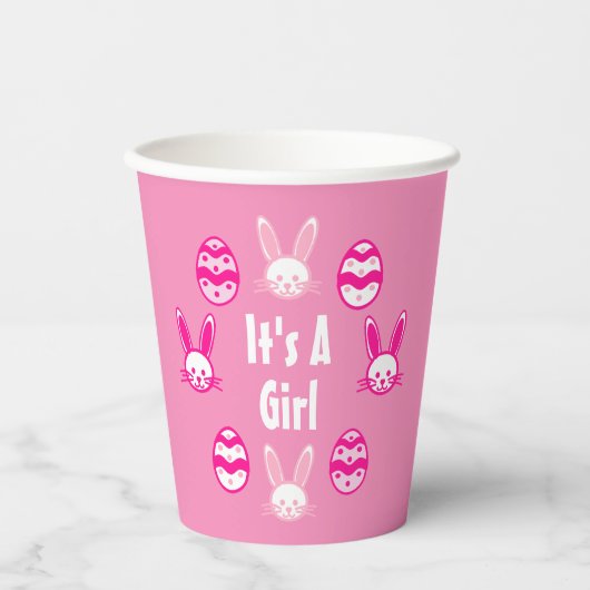 Het is een meisjesPasen Papieren Bekers (Voorkant)