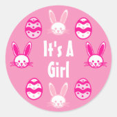 Het is een meisjesPasen Ronde Sticker (Voorkant)