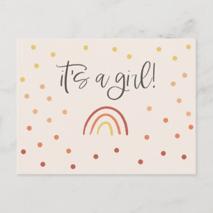 Het is een meisjesregenboogroze Baby shower uitnod Briefkaart