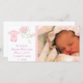 Het is een meisjesroze Argyle Cute New Baby Announ Aankondiging (Voorkant / Achterkant)