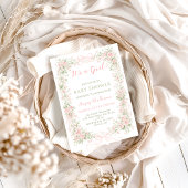 Het is een meisjestuin bloemboog roze babyshower kaart