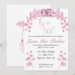 Het is een meisjesuitnodiging voor zegen of toewij kaart