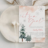 Het is een meisjesuitnodiging, Winter baby shower Kaart