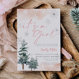 Het is een meisjesuitnodiging, Winter baby shower Kaart