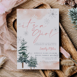 Het is een meisjesuitnodiging, Winter baby shower Kaart