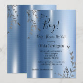 Het is een metallisch Baby shower van een jongen p Kaart (Voorkant / Achterkant)