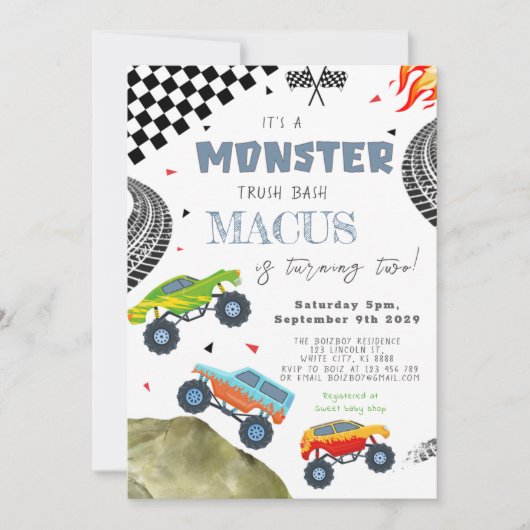 Het is een MONSTER Truck Bash verjaardagsfeestje Kaart (Voorkant)