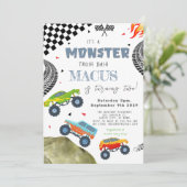 Het is een MONSTER Truck Bash verjaardagsfeestje Kaart (Staand voorkant)