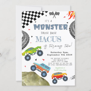 Het is een MONSTER Truck Bash verjaardagsfeestje Kaart