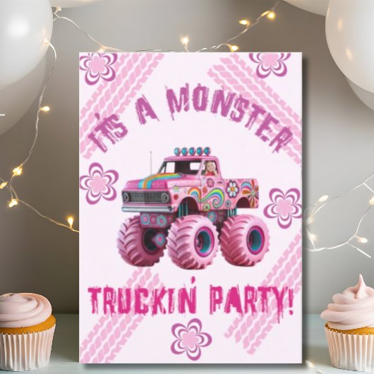 Het is een Monster Truckin' Party Custom Photo Kaart