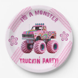 Het is een Monster Truckin' Party Custom Photo Papieren Bordje
