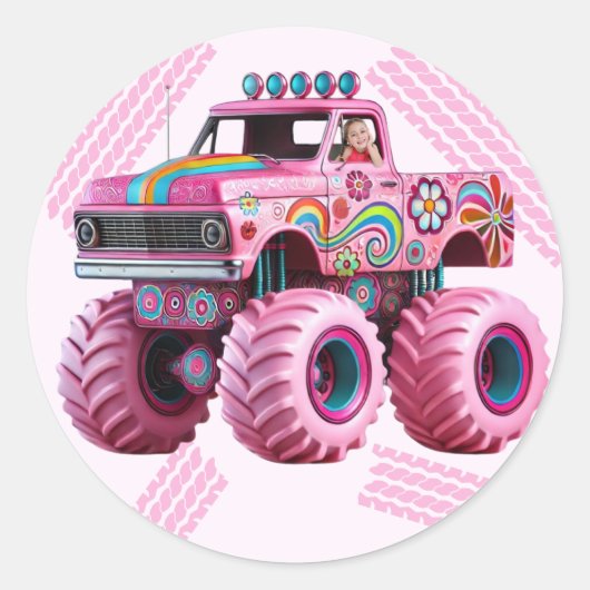 Het is een Monster Truckin' Party Custom Photo Ronde Sticker (Voorkant)