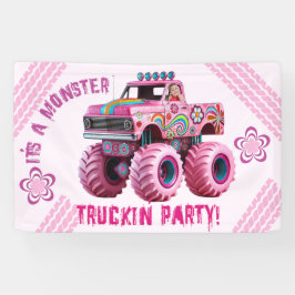 Het is een Monster Truckin' Party Custom Photo Spandoek