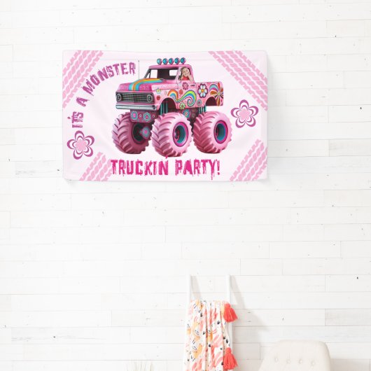 Het is een Monster Truckin' Party Custom Photo Spandoek (Insitu)