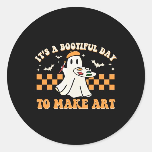 Het is een mooie dag om Art Halloween Kunst te mak Ronde Sticker (Voorkant)